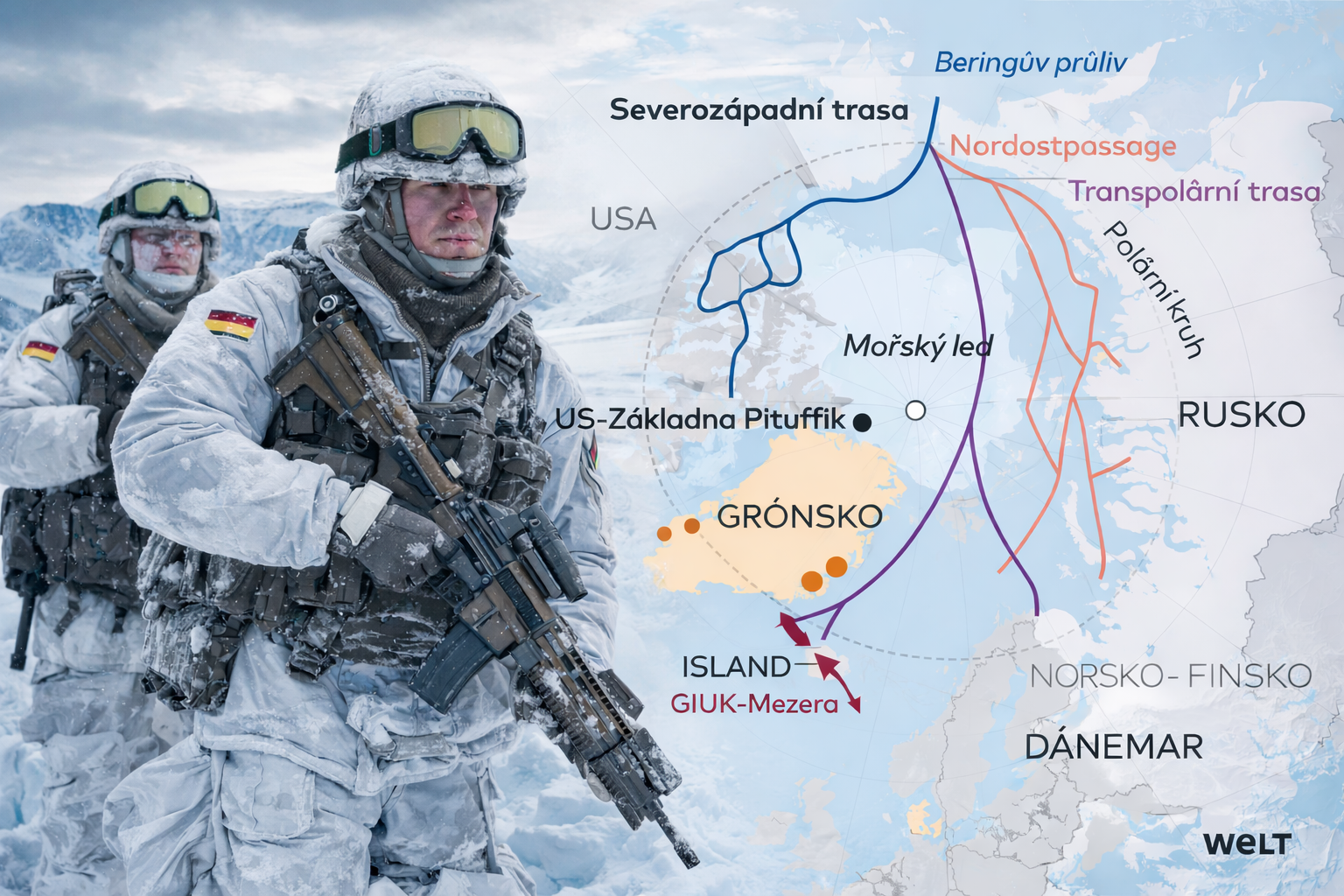 První jednání USA a Dánska o Grónsku: němečtí rezervisté chtějí vyslat vojáky do Arktidy
